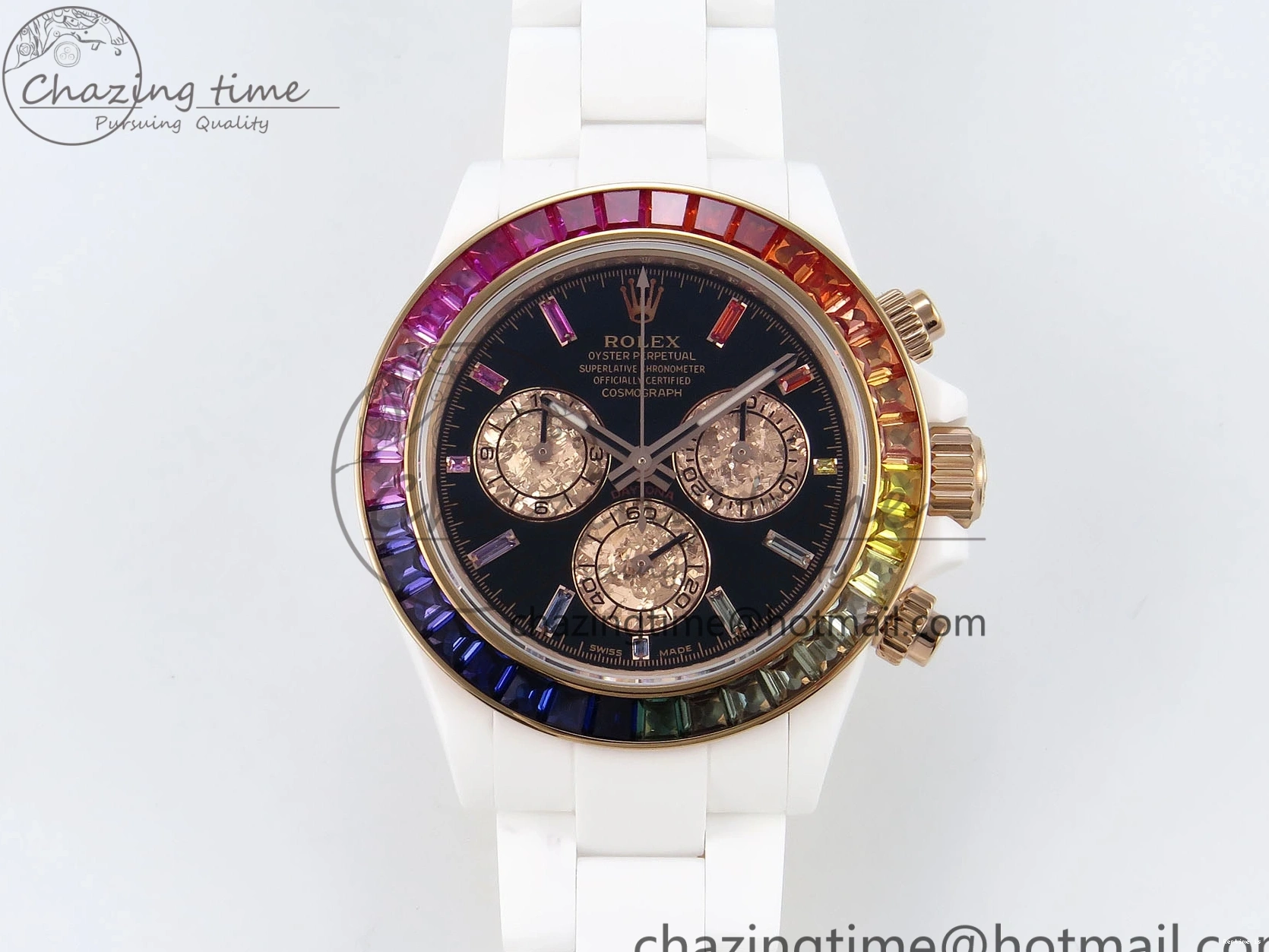 0102 SmartChoice Rolex Daytona Rainbow 40mm Cer Cer Black Dial NOOB SA4130 Super Clone 1732